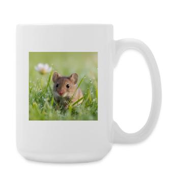 Field Mouse Wildlife Grass Wildflower Design - Large Mug 440 ml - white - Right