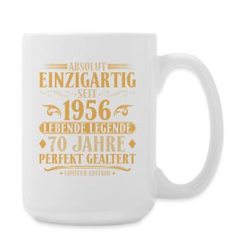 Einzigartig seit 1956 Baujahr 70. Geburtstag - Große Tasse 440 ml - Weiß - Rechts