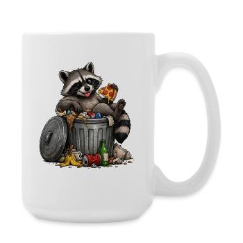 Raton laveur avec des déchets de pizza - Grande tasse 440 ml - blanc - Droite