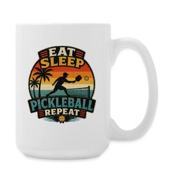 Retro Pickleball Motto Eat Sleep Repeat - Große Tasse 440 ml - Weiß - Rechts