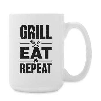 Grill Eat Repeat – The must-have for grill masters - Large Mug 440 ml - white - Right