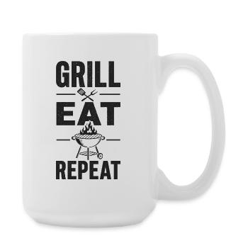 Grill Eat Repeat – The must-have for grill masters - Large Mug 440 ml - white - Right