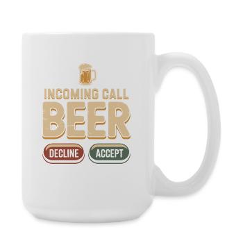 Bier Incoming Call Beer JGA Herren Männerabend - Large Mug 440 ml - white - Right