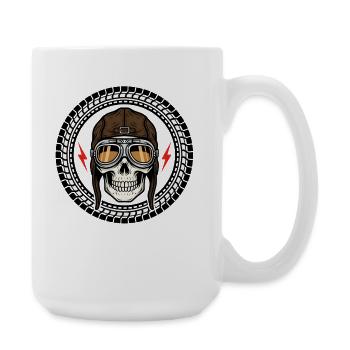 Skull Bicycle MTB Mountain Bike Road Bike Design - Large Mug 440 ml - white - Right
