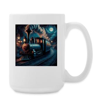 steam engine steam train vintage locomotive - Large Mug 440 ml - white - Right