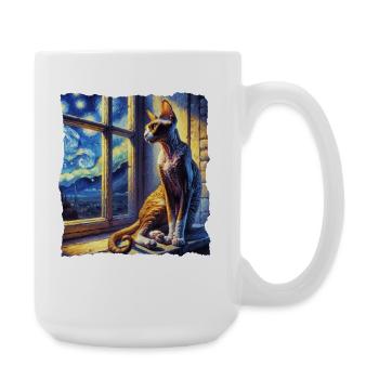Nuit étoilée du chat Cornish Rex - Grande tasse 440 ml - blanc - Droite