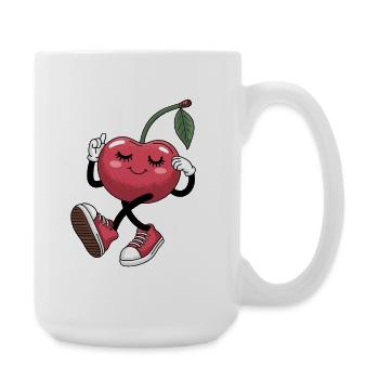 Tanzende Kirsche Mit Turnschuhen Fröhlich - Große Tasse 440 ml - Weiß - Rechts