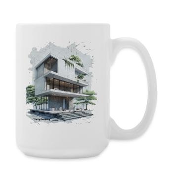Fancy Geometry Modern House - Large Mug 440 ml - white - Right