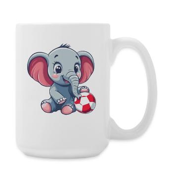 Cute elephant with ball - Large Mug 440 ml - white - Right