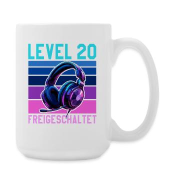 20. Geburtstag Junge Mädchen Gaming Level 20 Jahre - Große Tasse 440 ml - Weiß - Rechts