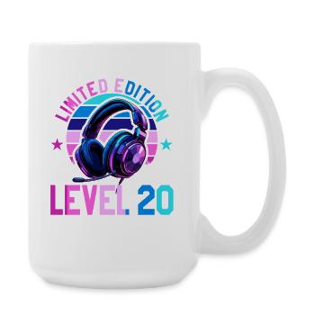 20. Geburtstag Junge Mädchen Gaming Level 20 Jahre - Große Tasse 440 ml - Weiß - Rechts