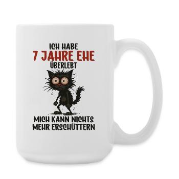 7. Hochzeitstag, 7 Jahre verheiratet, 7 Jahre Ehe - Große Tasse 440 ml - Weiß - Rechts