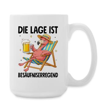 Die Lage Ist Besäufniserregend mit Flamingo - Große Tasse 440 ml - Weiß - Rechts