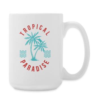 Tropical Paradise Retro Palm Abzeichen - Große Tasse 440 ml - Weiß - Rechts