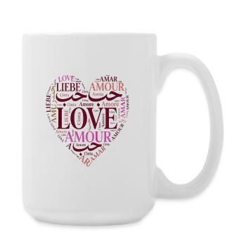 Love in Multiple Languages Heart – Romantic Design - Grande tasse 440 ml - blanc - Droite
