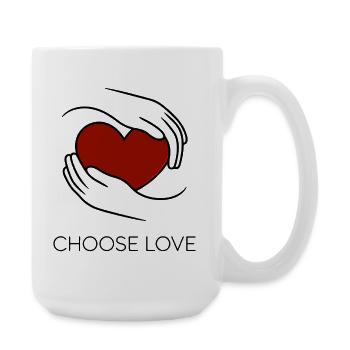 Red Heart Silhouette on Black Background - Large Mug 440 ml - white - Right