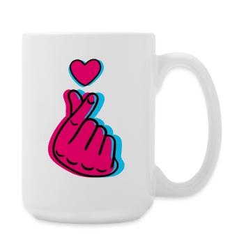 Neon Finger Heart – K-Pop Love Sign - Large Mug 440 ml - white - Right
