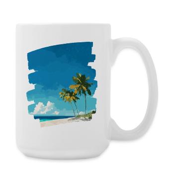 Tropical palm trees on the beach - Large Mug 440 ml - white - Right