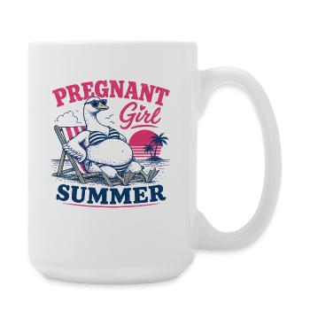 Pregnant summer dodo on the beach - Large Mug 440 ml - white - Right