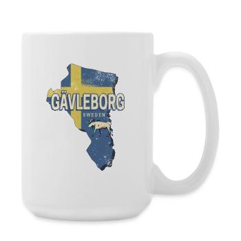 Gävleborg in Schweden Retro Provinz mit Landkarte - Große Tasse 440 ml - Weiß - Rechts