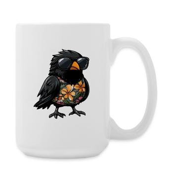 Rabe Krähe Comic Urlaub - Große Tasse 440 ml - Weiß - Rechts