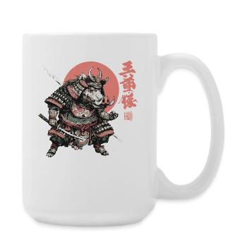 Boar Samurai under Crimson Sun - Large Mug 440 ml - white - Right