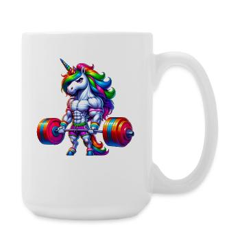Unicorn Weightlifting Deadlift Fitness Gym - Große Tasse 440 ml - Weiß - Rechts