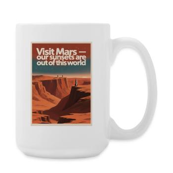 Visiting Mars | Retro Space Tour - Large Mug 440 ml - white - Right