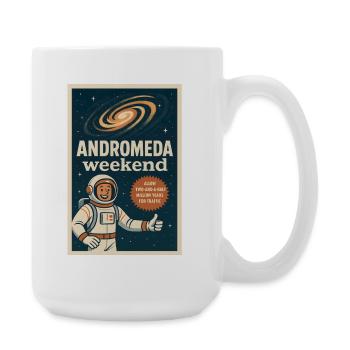 Andromeda Wochenende | Space Humor Retro - Große Tasse 440 ml - Weiß - Rechts