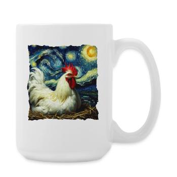 Leghorn Chickens Starry Night - Large Mug 440 ml - white - Right