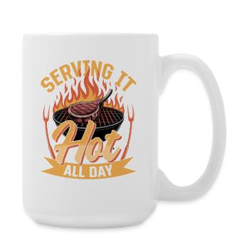 Barbecue grillant de la viande Grillant Barbecue - Grande tasse 440 ml - blanc - Droite