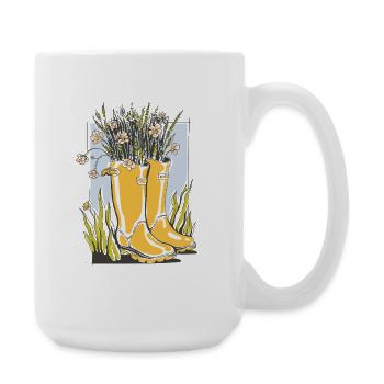 Garten Deko  - Große Tasse 440 ml - Weiß - Rechts