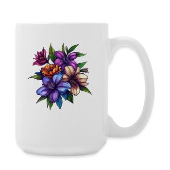 Tropical Flower Bouquet – Colour Explosion - Large Mug 440 ml - white - Right