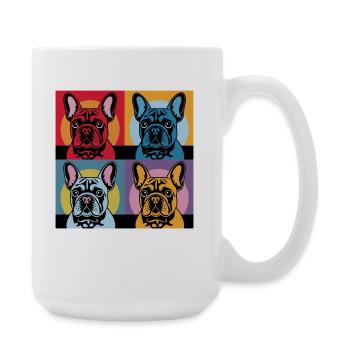Bouledogues français Pop Art Colorés - Grande tasse 440 ml - blanc - Droite