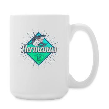 Hermanus en Afrique du Sud : souvenir rétro du requin rieur - Grande tasse 440 ml - blanc - Droite