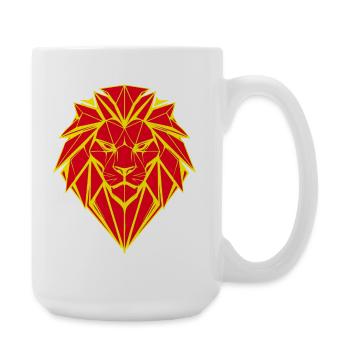 Geometrischer Löwenkopf in Rot und Gelb - Große Tasse 440 ml - Weiß - Rechts