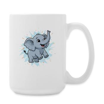 Süßer Elefant mit Farbspritzer - Große Tasse 440 ml - Weiß - Rechts