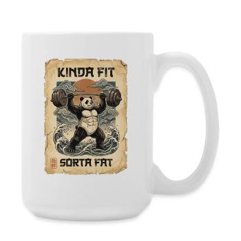 Kinda Fit Sorta Fat Panda Gewichtheben - Große Tasse 440 ml - Weiß - Rechts