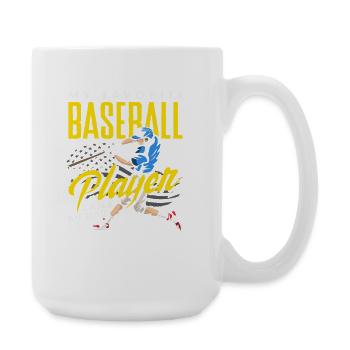 My favorite baseball player calls me daddy - Large Mug 440 ml - white - Right