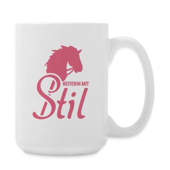 Hobby Horse - Reitsport - Reiterin mit Stil - Große Tasse 440 ml - Weiß - Rechts