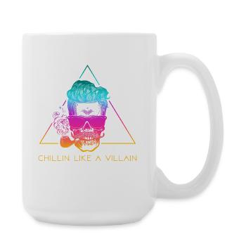 Totenschädel mit Sonnenbrille – Chillin Retro - Große Tasse 440 ml - Weiß - Rechts