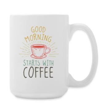 Good Morning Coffee Büro Humor - Große Tasse 440 ml - Weiß - Rechts