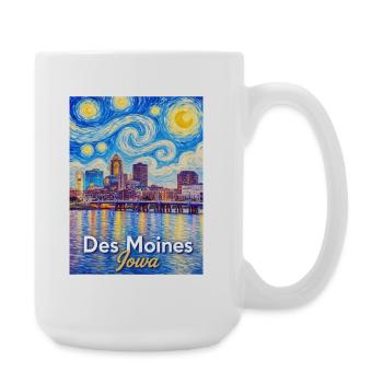Des Moines Iowa Sternennacht - Große Tasse 440 ml - Weiß - Rechts