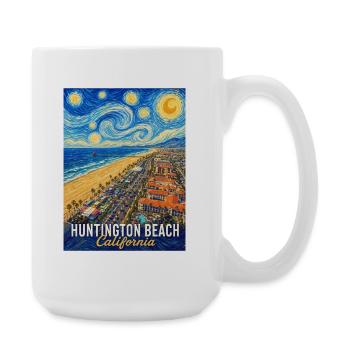 Nuit étoilée à Huntington Beach, Californie - Grande tasse 440 ml - blanc - Droite