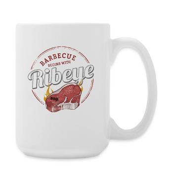 Ribeye Barbecue Beef BBQ Rib Eye Design - Large Mug 440 ml - white - Right