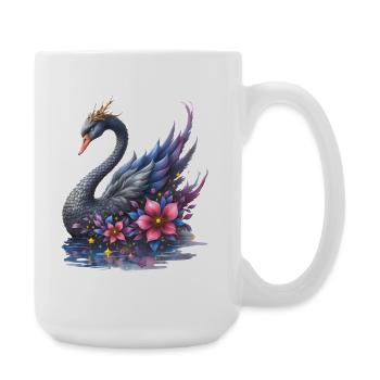 Fantasie-Blumenschwan - Große Tasse 440 ml - Weiß - Rechts