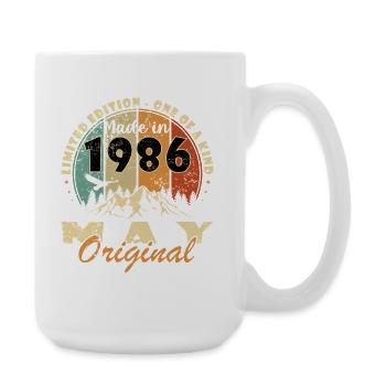 Cadeau d’anniversaire vintage de mai 1986 - Grande tasse 440 ml - blanc - Droite