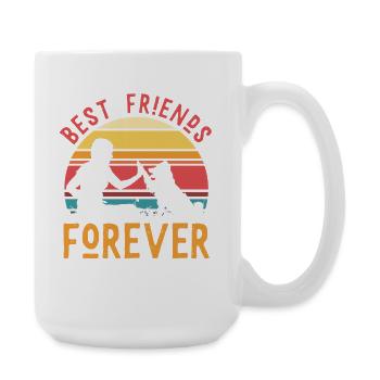 Best Friends Forever – Frau & Hund Team - Große Tasse 440 ml - Weiß - Rechts
