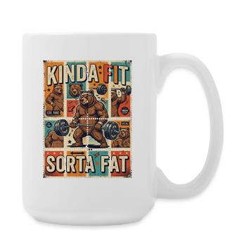 Kinda Fit Sorta Fat Bär Gewichtheben - Große Tasse 440 ml - Weiß - Rechts