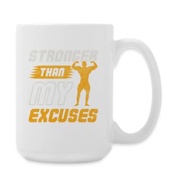 Stronger Than My Excuses Bodybuilding Fitness Art - Große Tasse 440 ml - Weiß - Rechts